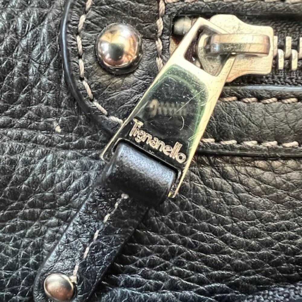 VINTAGE Tignanello Lined Leather Crossbody Black Bag - Picture 10 of 15